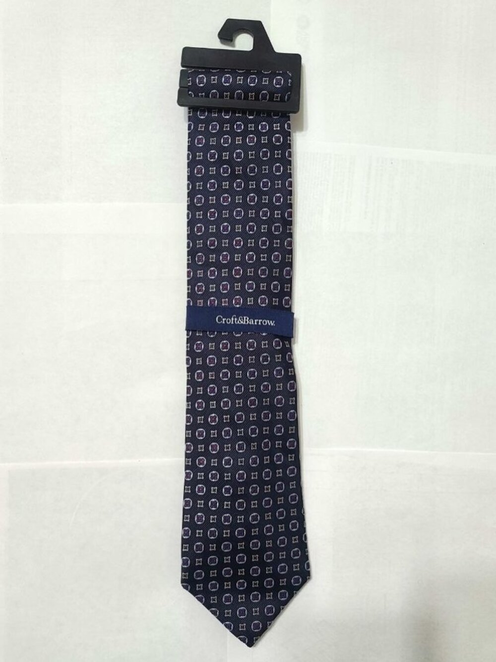 Navy Geometric Pattern Tie